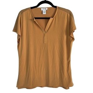 𝅺CARMEN Marc Valco Mustard V-Neck Tunic Size Small